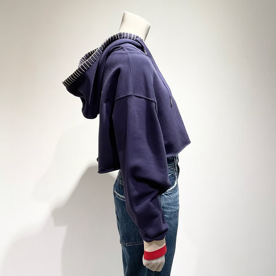GOLDEN GOOSE/ゴールデングース ファスナー&刺繍入りフード クロップドパーカー