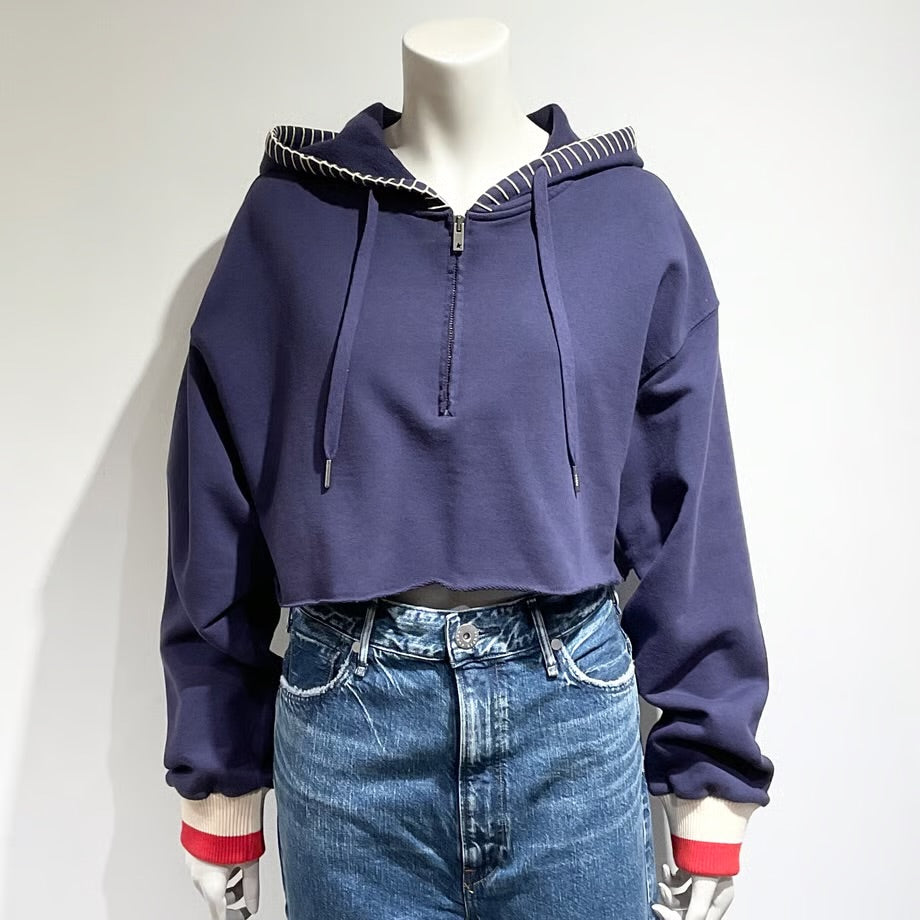 GOLDEN GOOSE/ゴールデングース ファスナー＆刺繍入りフード クロップドパーカー