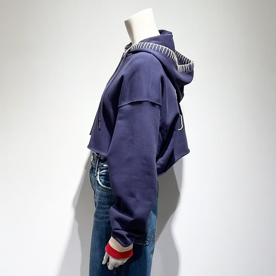 GOLDEN GOOSE/ゴールデングース ファスナー＆刺繍入りフード クロップドパーカー