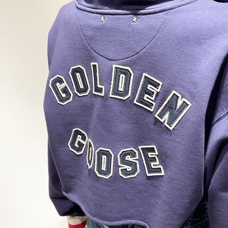 GOLDEN GOOSE/ゴールデングース ファスナー＆刺繍入りフード クロップドパーカー